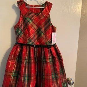 $21 Big Girl Taffeta Plaid Dress with Separate Belt